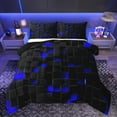thumbnail image 1 of Homewish Fashion Square Honeycomb Bedding Comforter Set for Teen, Neon Gradient Abstract Twin Comforter Sets, Blue Checkered Reversible Bedding Set, Ultra Soft Bedroom Decor, 2 Pieces, 1 of 8