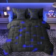 thumbnail image 1 of Homewish Fashion Square Honeycomb Twin Bedding Sets 7-Piece for Teen, Neon Gradient Abstract Bedding Comforter Set, Blue Checkered Reversible Sheet Sets, Ultra Soft Bedroom Decor, 1 of 7