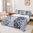 thumbnail image 1 of Homewish Fashion Western Aztec Full Size Sheets for Female, Abstract Stripes Ombre Bed Sheets, Grey Blue Hippie Triangle Sheet Sets, Microfiber Bedroom Decor, 4-Piece, 1 of 7