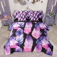 thumbnail image 1 of Homewish Feather 7-Piece Bedding Comforter Set,Modern Aesthetic King Bedding Sets,Pink Purplr Ombre Bed Sheets For Girls Kids,Super Cozy Room Decor Reversible, 1 of 8