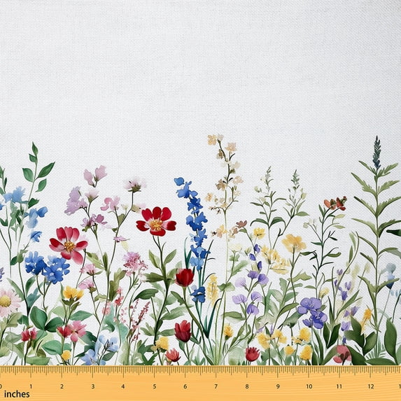 Homewish Female Cartoon Flower 01, Rustic Groovy Daisy Floral Room Decor Fabric by the Yard, Watercolor Artwork Sewing Fabric, Luxury Bedroom Decor