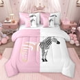 thumbnail image 1 of Homewish Female Men Wildlife Zebra Twin Bedding Sets 7-Piece,Jungle Animal Stripes Bedding Comforter Set Microfiber,Vintage Aesthetic Breathable Sheet Sets,Luxury Bedroom Decor,Reversible, 1 of 8