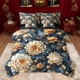 thumbnail image 1 of Homewish Female Men Women Floral Peony Bedding Comforter Set 7 Pieces,Chic Flowers Blossoms Full Bedding Set Lightweight,Retro Vintage Exotic Style Fitted Sheet Flat Sheet, 1 of 8
