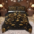 thumbnail image 1 of Homewish Female Men Women Luxury Floral Rose Bedding Comforter Set 2pcs,Vintage Chic Flowers Twin Comforter Sets Microfiber,Black Golden Breathable Bedding Set,Microfiber Bedroom Decor, 1 of 8