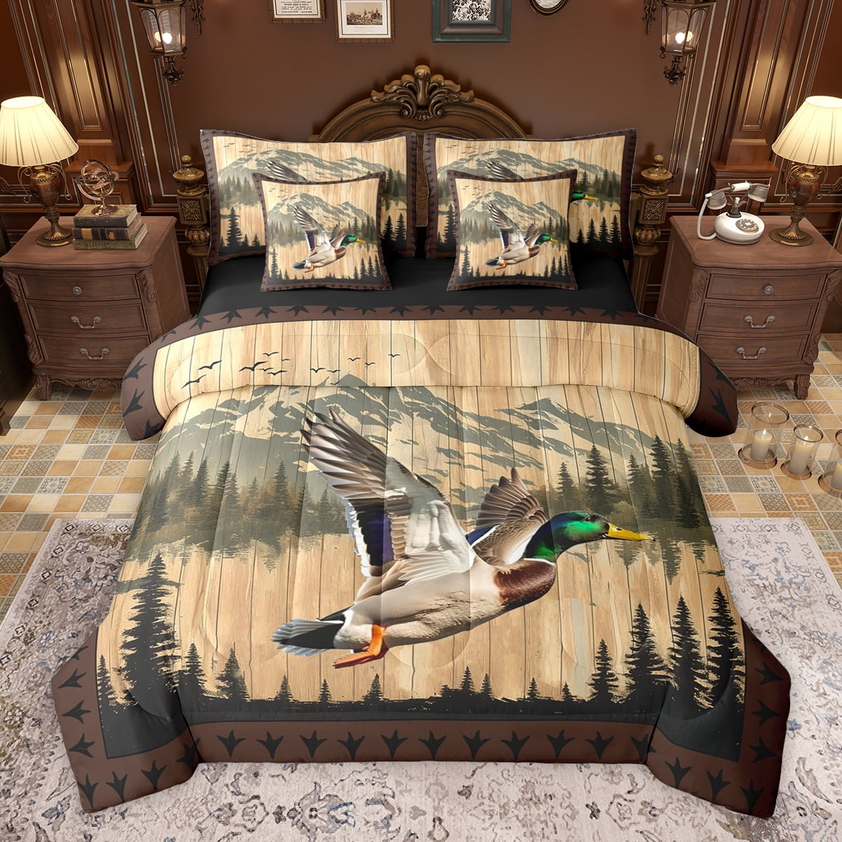 Homewish Female Men Women Mallard Duck Bedding Comforter Set 7-Piece ...