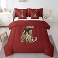 thumbnail image 1 of Homewish Female Men Women Safari Cheetah Bedding Comforter Set 7 Pieces,Brown Red Full Bedding Set Lightweight,Jungle Wildlife Leopard Fitted Sheet Flat Sheet,Luxury Bedroom Decor,Reversible, 1 of 8