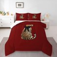 thumbnail image 1 of Homewish Female Men Women Safari Cheetah Full Size Comforter Sets 3-Piece,Brown Red Bedding Comforter Set,Jungle Wildlife Leopard Lightweight Bedding Sets,Luxury Bedroom Decor,Reversible, 1 of 8