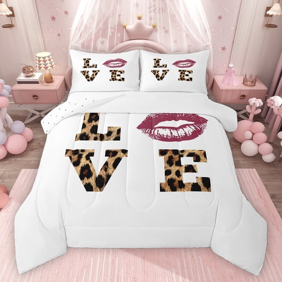 Homewish Female Men Women Safari Cheetah Print 3 Pieces Queen Comforter Set,Brown Red Ultra Soft Bedding Sets,Jungle Wildlife Leopard Print Bedding Comforter Set Breathable,Luxury Bedroom Decor