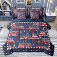 thumbnail image 1 of Homewish Fire Engine Print 7-Piece Bedding Comforter Set,Cute Stars Pattern King Bedding Sets,Deepblue Red Bed Sheets For Kids,Microfiber Bedroom Decor Reversible, 1 of 8