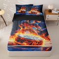thumbnail image 1 of Homewish Fire Ice Hockey Zipper Twin Comforter Sets with Fitted Sheet and 2 Pillowcases, Cool Sports Zipper Bedding Set for Men and Boys, Black Reversible, 4pcs, 1 of 6