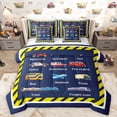 thumbnail image 1 of Homewish Fire Truck 7 Pieces Bedding Comforter Set,Cartoon Police Car Full Bedding Set,Modern Aircraft Airplane Fitted Sheet Flat Sheet For Boys Kids,Super Cozy Room Decor Reversible, 1 of 8