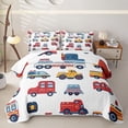 thumbnail image 1 of Homewish Fire Truck Rescue Vehicle Twin Quilt Set For Boys And Girls,Red Yellow White Cartoon Twin Coverlet Set,2pcs, 1 of 7