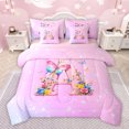 thumbnail image 1 of Homewish Flora Letter A Bedding Comforter Set 7pcs for Teen, Fairy Tale Butterfly Queen Bedding Sets, Dreamy Cartoon Theme Reversible Queen Sheet Sets, Ultra Soft Bedroom Decor, 1 of 7
