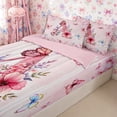 thumbnail image 1 of Homewish Floral Initial A Zipper Twin Comforter Sets with Fitted Sheet and 2 Pillowcases for Girls,Pink Flowers Butterflies Zipper Bedding Set,4-Piece,Pink Reversible, 1 of 6