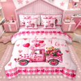 thumbnail image 1 of Homewish Floral Pink Truck 7-Piece Twin Bedding Sets For Adults Boys Girls,Happy Valentine'S Day Bedding Comforter Set,Geometric Plaid Grid Breathable Sheet Sets,Lightweight Room Decor,Reversible, 1 of 8