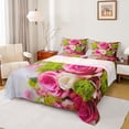thumbnail image 1 of Homewish Floral Rose 4 Pieces Queen Sheet Sets for Teens Boys Girls,Chic Flowers Ultra Soft Flat Sheet,Pink Green Queen Fitted Sheet,Ultra Soft Home Decor, 1 of 7