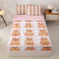 thumbnail image 1 of Homewish Flower Capybara Zipper Full Size Comforter Sets with Fitted Sheet and 2 Pillowcases for Kid, Buffalo Plaid Zipper Bedding Set, Pink Reversible, 4pcs, 1 of 6
