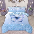 thumbnail image 1 of Homewish Flying Blue Butterfly 2pcs Bedding Comforter Set For Teens Boys Girls,Gradient Ombre Glitter Twin Comforter Sets,Leopard Cheetah Print Breathable Bedding Set,Breathable Home Decor, 1 of 8