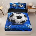 thumbnail image 1 of Homewish Football Lover Kid Zipper Full Size Comforter Sets with Fitted Sheet and 2 Pillowcases, Blue Watercolor Zipper Bedding Set, Navy Reversible, 4pcs, 1 of 6