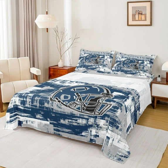 Homewish Football Print 4 Pieces Queen Sheet Sets for Female Men Adults,Sport Gamer Ultra Soft Flat Sheet,Graffiti Splash Queen Fitted Sheet,Ultra Soft Home Decor