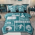 thumbnail image 1 of Homewish Football Rugby Teens Twin Bedding Sets 7-Piece, Modern Sports Athlete Bedding Comforter Set, Teal Cartoon Helmet Reversible Sheet Sets, Super Cozy Room Decor, 1 of 8