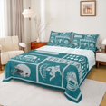thumbnail image 1 of Homewish Football Rugby Teens Twin Sheet Sets, Modern Sports Athlete Twin Fitted Sheet, Teal Cartoon Helmet Flat Sheet, Super Cozy Room Decor, 3-Piece, 1 of 8