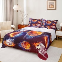 Homewish Football Soccer Basketball 3pcs Twin Sheet Sets For Teens,Sport Theme Twin Fitted Sheet,Ball Game Breathable Flat Sheet,Luxury Bedroom Decor