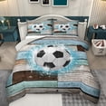 thumbnail image 1 of Homewish Football Soccer Sport Queen Comforter Set,Old Barn Door Bedding Sets,White Blue Gray Bedding Comforter Set For Teens,Luxury Bedroom Decor Reversible,3-Piece, 1 of 8
