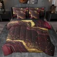 thumbnail image 1 of Homewish Fulid Striped Artistic 7-Piece Twin Bedding Sets,Marble Texture Pattern Bedding Comforter Set,Red Gold Black Sheet Sets For Men Women,Breathable Home Decor Reversible, 1 of 8