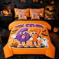 thumbnail image 1 of Homewish Fun Cartoon 67 Number Twin Bedding, Orange Vintage Ghost Pumpkin Bedding Comforter Set, Black Reversible, 7-Piece, 1 of 7