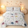 thumbnail image 1 of Homewish Fungus Botanical Mushroom Quilt Full,Wild Plants Floral Full Bedspread Sets,White,Light Gray Reversible,3 Pieces, 1 of 7