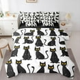thumbnail image 1 of Homewish Funny Black Cat Bedding Comforter Set 7 Pieces for Teens, Cartoon Kitten Lover Full Bedding Set, Kawaii Cute Animal Reversible Fitted Sheet Flat Sheet, Breathable Home Decor, 1 of 7