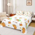 thumbnail image 1 of Homewish Funny Capybara Twin Sheet Sets,Cute Cartoon Animal Twin Fitted Sheet,White Brown Flat Sheet For Girls Kids,Luxury Bedroom Decor,3-Piece, 1 of 7