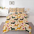 thumbnail image 1 of Homewish Funny Dachshund Animal Queen Comforter Set,Vintage Floral Comforter Sets Queen,Yellow,Light Gray Reversible,3-Piece,1 Comforter and 2 Pillowcases, 1 of 7