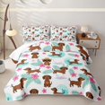 thumbnail image 1 of Homewish Funny Dachshund Animal Twin Quilt Set,Pretty Hibiscus Flower Twin Coverlet Set,Ocean Wave Decor,2 Pieces, 1 of 7