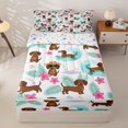 thumbnail image 1 of Homewish Funny Dachshund Animal Zipper Twin Comforter Sets with Fitted Sheet and 2 Pillowcases,Pretty Hibiscus Flower Zipper Bedding Set,Ocean Wave Decor,Colorful Stars Reversible,4pcs, 1 of 8