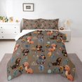 thumbnail image 1 of Homewish Funny Dachshund Dog Full Size Comforter Sets,Pretty Flowers Bedding Comforter Set,Brown,Reversible,3pcs,1 Comforter and 2 Pillowcases, 1 of 7