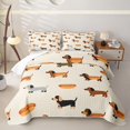 thumbnail image 1 of Homewish Funny Dachshund Twin Quilt Set,Hot Dog Bun Twin Coverlet Set,Cream,2-Piece, 1 of 7