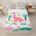 thumbnail image 1 of Homewish Funny Dino Zipper Twin Comforter Sets with Fitted Sheet and 2 Pillowcases,Kawaii Wild Dinosaur Zipper Bedding Set,Pink,4pcs, 1 of 8
