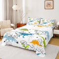 thumbnail image 1 of Homewish Funny Dinosaur Bed Sheets,Cute Wildlife Full Size Sheets,White,4 Pieces,1 Flat Sheet, 1 Fitted Sheet and 2 Pillowcases, 1 of 6