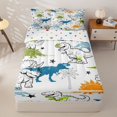 thumbnail image 1 of Homewish Funny Dinosaur Zipper Twin Comforter Sets with Fitted Sheet and 2 Pillowcases,Cute Wildlife Zipper Bedding Set,White,Polkadot Reversible,4pcs, 1 of 8