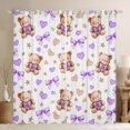 thumbnail image 1 of Homewish Funny Doll Bear Blackout Curtains Set of 2 (52x84 Each) for Child, Cartoon Purple Bowknot Window Curtains, Stars Love Heart Curtains and Drapes, Blackout Curtains Room Decor, 1 of 6