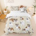 thumbnail image 1 of Homewish Funny English Bulldog Duvet Cover Queen,Kawaii Animal Queen Bedding,Cream,Reversible,3 Pieces,1 Duvet Cover and 2 Pillowcases, 1 of 6
