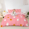 thumbnail image 1 of Homewish Funny Ghost Skull Bedding for Kids, Cute Halloween Pumpkin Duvet Cover Full, Pink Reversible, 3 Pieces, 1 Duvet Cover and 2 Pillowcases, 1 of 6
