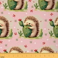 thumbnail image 1 of Homewish Funny Hedgehog Animal Fabric by the Yard 1 Yard for Kids, Kawaii Cute Cartoon Room Decor Fabric by the Yard, Green Cactus Botanical Sewing Fabric, Lightweight Room Decor, 1 of 6