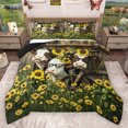 thumbnail image 1 of Homewish Funny Highland Cattle Queen Comforter Set,Yellow Sunflower Floral Bedding Sets,Western Farm Animal Bedding Comforter Set For Children,Super Cozy Room Decor Reversible,3 Pieces, 1 of 8