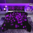 thumbnail image 1 of Homewish Futuristic Abstract Teens Bedding Comforter Set, Purple Stereoscopic Square Twin Comforter Sets, Modern Fashion Style Reversible Bedding Set, Super Cozy Room Decor, 2-Piece, 1 of 8