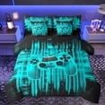 thumbnail image 1 of Homewish Futuristic Game Console Twin Bedding Sets 7-Piece, Cyan Gamepad Gamer Bedding Comforter Set, Teens Kids Girls Boys Reversible Sheet Sets, Ultra Soft Bedroom Decor, 1 of 8