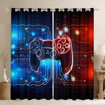 Homewish Futuristic Gamepad Boys Black Out Curtains, Neon Stripes Lines Curtains Pack of 2 (42x63 Each), Video Game Controller Bedroom Curtains, Window Curtains Bedroom Decor