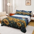 thumbnail image 1 of Homewish Galaxy Starry Sky Twin Sheet Sets,Countryside Sunflower Twin Fitted Sheet,Blue Green Yellow Flat Sheet For Men Women,Breathable Home Decor,3-Piece, 1 of 7